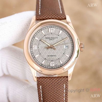 Swiss Grade Clone Patek Philippe Calatrava Watch Rose Gold Grey Dial Cal.324